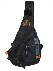 1 Peça Bolsa de Peito Masculina, Bolsa de Ombro Masculina para Viagem, Acampamento, Caminhada, Trabalho, Bolsa Transversal e de Cintura Casual para Meninos, Bolsa Mensageira Impermeável de Nylon Leve Preta Multiuso para Passeio, Escola, Esportes, Férias