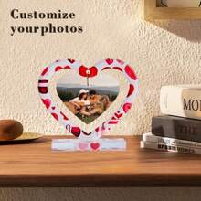 1pc Personalized Acrylic Heart-Shaped Photo Frame, Romantic Hollow Heart Decor, Gift For Family, Friends, Partner, Valentine's Day, Birthday, Mother's Day, Anniversary Gifts Graduation - Multicolor - View 11