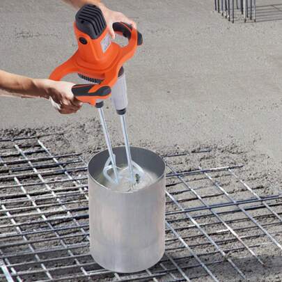 Batidora de palanca de doble cabezal, hormigonera, dos velocidades con botones de bloqueo, para uso doméstico/en obra, herramienta casera de bricolaje, herramienta que ahorra trabajo, batidora de acero, control de velocidad ajustable