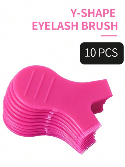 فرشاة رموش بشكل ( Y) وردية اللون مجددة قابلة لإعادة الاستخدام، من البلاستيك لتنظيف وتحسين استعداد الرموش المركبه ورفعها وتجعيد رموش تمديد الرموش وأدوات تمشيط الرموش