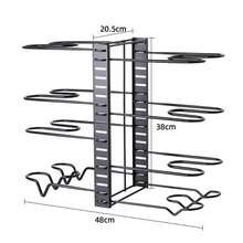 8-Tier Heavy Duty Iron Pan Organiser, Adjustable U-Shaped Pot Rack For Kitchen Cabinets, Multi-Functional Cabinet Rack For Lids/Cookware, Space Saving Tool-Free Install Kitchen Shelf Unit - 黑色 - 查看 3