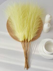 10/20/50 件黄色仿蒲苇人造芦苇大号高大蓬松人造假花芦苇草人造植物波西米亚风格装饰，适用于婚礼派对装饰、居家客厅卧室装饰、花瓶布置、DIY 摄影道具礼物生日毕业、秋季装饰、秋季 - 黃色 - 查看 5