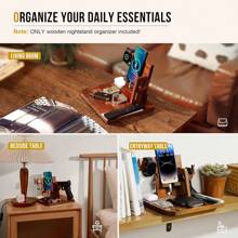 OneTigris Nightstand Organizer, Christmas Gifts For Men Dad Husband Boyfriend Wife Women, Wood Phone Docking Station, Desk Organizer With Gun Rack Watch Stand Key Holder Wallet Tray - Rust Brown - View 4