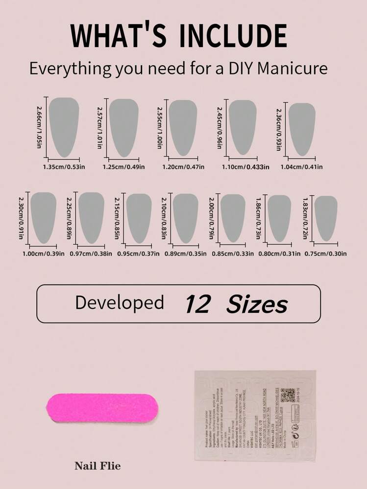 24入組新款漸變粉色杏仁形假指甲，增強您每日穿搭的迷人指數，包含1個指甲檔案和1個果凍膠水，可黏式假指甲，美甲用品 - 粉色 - 查看 7