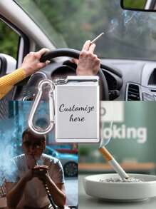 Customized Personalized Pull-Up Ashtray, Key Chain Cigarette Extinguisher, Compact & Portable, Mini Metal Ashtray Box, Suitable For Outdoor Traveling