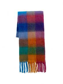 1pc Plus Size Plaid Scarf, Soft & Warm Winter Scarf For Women