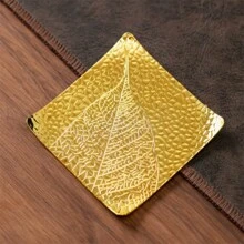 金色高档合金杯垫锡杯架创意杯垫茶具配件金属杯垫防烫隔热杯垫，适用于家庭茶室办公室茶区酒店大堂VIP接待室节日接待亲友 - 彩色 - 查看 3