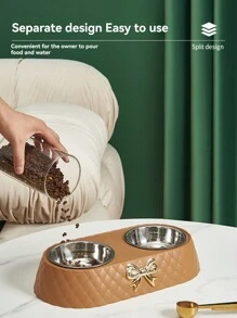 Nouveau bol à aliments en acier inoxydable antidérapant et détachable pour amateurs de chats/chiens et mamans d'animaux de compagnie, avec décoration papillon. Forme de diamant, cadeau pour amateurs de chats/chiens et mamans d'animaux de compagnie