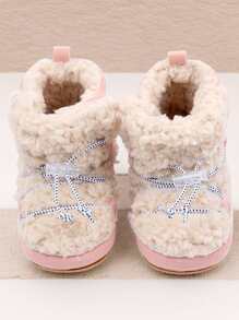 Yibubu棕色婴儿靴 时尚西部婴儿靴，保暖内衬女婴雪地靴，防滑橡胶鞋底婴儿学步鞋，新生儿户外幼儿靴