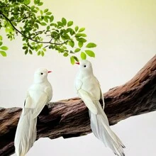 6PCS Simulation Feather White Pigeon, Simulation Pigeon Clip Decoration, Used For Gardening Decoration, Christmas Tree Decoration, Weddings, Flower Garlands, And Craft Props
