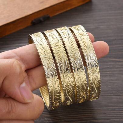 Pulseira clássica feminina de 65 mm de diâmetro, pulseira vintage dourada, joia de casamento feminina eritreia de Dubai