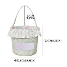 Easter Tote Bag, Cute Rabbit Floral Large Capacity Basket Children Festival Present Bag - Multicolor - View 2