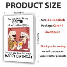 Biglietto di compleanno per la mia migliore amica - biglietto di compleanno divertente per la migliore amica - forniture artistiche uniche, 1 pezzo, Ritorno a scuola, Forniture scolastiche