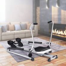 Homasis Exercise Rowing Machine Rower W/Adjustable Double Hydraulic Resistance Home Gym - Silver and Black - View 3