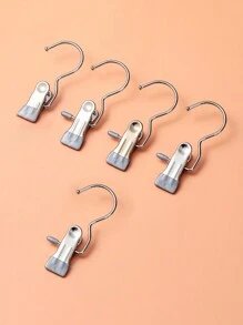 5pcs Stainless Steel Multi-Functional Clips With Hooks, Suitable For Hanging Pants, Skirts, Hats, Socks & More, Home Storage Clips - Multicolor - View 12