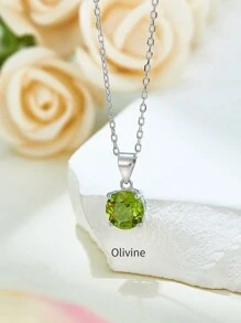 1pc Fashionable Minimalist 925 Sterling Silver Multi-Color Natural Stone Pendant Necklace, Suitable For Women's Daily Wear/Gift/Party