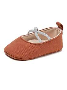 1 Pair Girls Princess Style Soft Bottom Slip-On Toddler Shoes, Suitable For Spring & Autumn
