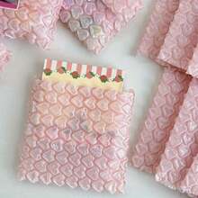 500/200/100 Pcs Pink Heart-Shaped Protective Bubble Pouches - 3.9 X 4.1in Cushioning Bags For Shipping, Moving, And Storage, Ideal For Fragile Items - Perfect Gift For Crafters& Small Business Owners - 粉色 - 查看 1