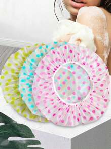Bộ 3 mũ tắm chấm bi, nhiều màu sắc, đa năng, chống thấm nước, co giãn, có thể tái sử dụng dành cho nữ, cỡ lớn màu hồng, xanh lá cây, xanh dương, thích hợp để tắm, đắp mặt nạ tóc, dùng dầu xả, tiện lợi khi đi du lịch, bền và có thể tái sử dụng, thời trang và thiết thực, thiết kế dễ thương và vui nhộn giúp giữ tóc khô ráo, phụ kiện tắm cần thiết, lý tưởng cho sinh viên ký túc xá. - Nhiều màu - Xem 2