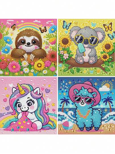 Diamond Painting Art Kit, Cartoon Animal Diamond Painting Kit, Mosaic Kit, DIY Full Drill Diamond Dot Painting Picture Art Craft Home Wall Decor