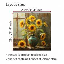 1pc Sunflower & Daisy Floral Vase With Pastoral Landscape Oil Painting Style Decorative Wall Sticker, Self-Adhesive Removable PVC, Suitable For Living Room, Bedroom, Kitchen And Other Walls Gifts Birthday Graduation Room Decor Home Decor Wall Decor Bathroom Decor Bedroom Decor Room Decoration Stuff Living Room Decor House Decor Home Decor Living Room Wall Paper Stickers Personalised Stickers