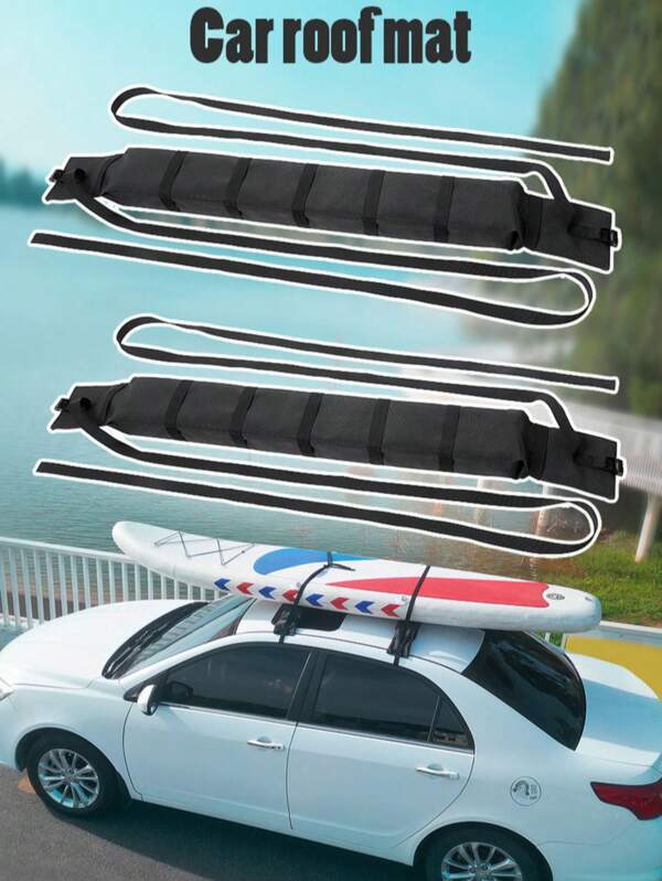 1 set de portaequipajes de techo para automóvil para tabla de surf, tabla de remo, transportador de equipaje exterior desmontable y ajustable con almohadilla antideslizante y correas de sujeción para kayak, esquí, bicicleta