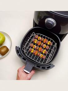 Stainless Steel Air Fryer Rack, Polished Surface - Double Layer Grill And Steam Rack, Suitable For Oven, Microwave Baking - Multifunctional Kitchen Accessories For Cooking And Grilling, Stainless Steel Air Fryer Accessories, Double Layer Rack And Skewer, Multipurpose Grilling And Baking Tools, Dishwasher Friendly, Compatible With Most Air Fryers