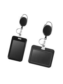 1pc Sling Badge Holder Hard Black Vertical Plastic Card Case Protector With Retractable Badge Reel Carabiner For Office School Proximity Key Card Driver's License And Pass Photo Card Cover Card Holder Card Holder Wallet Business Card Holder Credit Card Holder Id Card Holder, School, Home & Office Supplies - Black - View 8