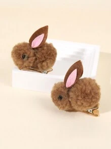 2 Stück braune Haarklammern in Hasenform, süße Plüsch-Hasen-Haarspangen, Geschenk für Mädchen Haarzubehör