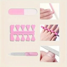 7-In-1 Nail Art Tool Set With Nail Lamp, Glue Drying Machine, Nail Polisher, Dead Skin Fork, Dead Skin Push, Finger Divider - Stainless Steel Kit For Professional Nail Artists - Hồng - Xem 3