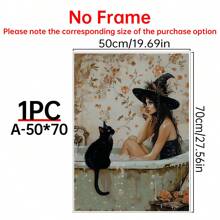 1 tấm Poster Suy ngẫm trong bồn tắm, Nghệ thuật Light Academia, Tranh in Halloween theo phong cách Gothic, Nghệ thuật treo tường Pretty Whimsigoth, Quà tặng cho người yêu mèo đen, Áp phích vải, Trang trí tường bằng vải cho nhà, Phòng khách, Phòng ngủ, Nhà bếp, Phòng tắm - Nhiều màu - Xem 13
