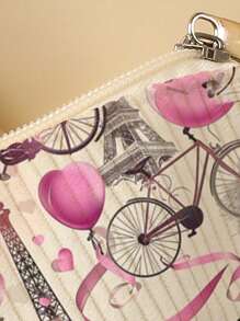 Interest Pattern Double Sided Printed Diamond Cosmetic Bag Multifunctional Carry-On Bag - Portable Toiletries Zipper Storage Bag Suitable For Girls Ladies Cosmetics And Travel Necessities Zipper Cosmetic Bag