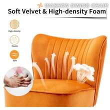 WAHSON OFFICE CHAIRS 1PC Wahson Velvet Armchair Living Room Modern Lounge Chair Plostered Wing Chair With Gold Metal Legs For Living Room / Bedroom - trái cam - Xem 6