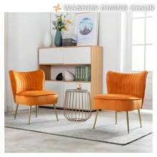 WAHSON OFFICE CHAIRS 1PC Wahson Velvet Armchair Living Room Modern Lounge Chair Plostered Wing Chair With Gold Metal Legs For Living Room / Bedroom - trái cam - Xem 1