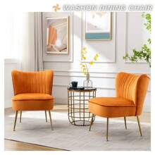 WAHSON OFFICE CHAIRS 1PC Wahson Velvet Armchair Living Room Modern Lounge Chair Plostered Wing Chair With Gold Metal Legs For Living Room / Bedroom - trái cam - Xem 8