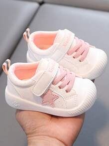 1 par de zapatos nuevos de primavera/otoño para niños pequeños de interior/exterior con suela blanda antideslizante, puntera redonda, suela protectora transpirable de malla, de fácil puesta y quitado con cinta mágica, estilo casual, adecuados para niños y niñas de 6 meses a 3 años