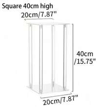 1pc Acrylic Square/Round Flower Stand, Transparent Cylinder Vase Holder, Geometric Centerpiece Tabletop Flower Display Rack, Suitable For Home Gatherings, Wedding Party Decor - Transparent - View 8