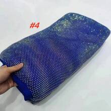 尼日利亚非洲弹力渔网蕾丝面料闪亮钻石婚纱裙装 DIY 缝纫材料 - 彩色 - 查看 7