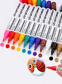 Set de 12 rotuladores nuevos, marcadores de pintura permanente de bajo olor para neumáticos, globos, manualidades DIY, reparación de cerámica, dibujo, escritura, uso en oficina y como regalo, de uso diario aplicable - Multicolor - Ver 3