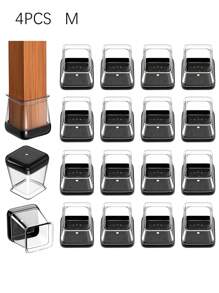 4个装加厚耐磨椅子脚垫桌椅脚套静音凳子餐椅脚垫硅胶地毯专用保护套客厅桌脚保护套卧室床脚保护套厨房家具保护套安装方便居家生活必需品