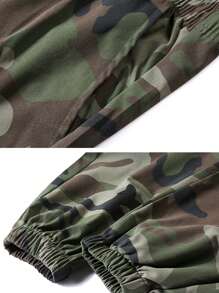 Men's Camo Tactical Cargo Pants, Multi-Pocket, Lightweight, Outdoor, Spring/Autumn - Army Green - View 5