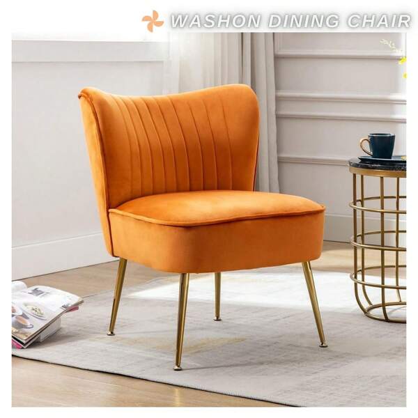 WAHSON OFFICE CHAIRS 1 pièce Wahson fauteuil en velours salon chaise longue moderne chaise à oreilles plâtrée avec pieds en métal doré pour salon/chambre à coucher