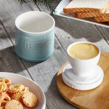 1pc Ceramic Butter Crock, Countertop Butter Keeper & Saver With Lid, Ideal Kitchen Storage Accessory - Baby Blue - View 6
