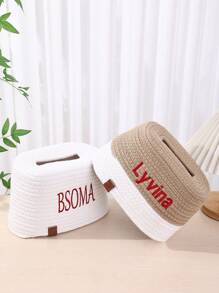 Porta fazzoletti personalizzato, design intrecciato in corda, stile nordico, porta rotolo di carta quadrato, decorazione per casa, salotto, camera da letto, bagno, tavolo da pranzo, testo personalizzabile