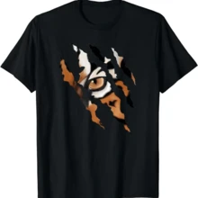Fearless Tiger Cat Eye Claw Silhouette T Shirt - Black - View 1