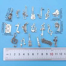 20pcs Antique Silvery Musical Instrument And Guitar Note  Alloy Pendants ,  Piano Microphone Saxophone Random Mix Pendants For DIY Necklace Bracelets Earrings Jewelry Making - 20pcs Random Mixed Musical Instrument Note Pendant - View 2