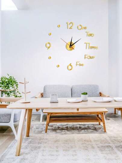 DIY Glow In The Dark Wand Clock, Creative Letter Sticker ative Functional Living Room, Bedroom, Dining Bar, Easy Installation Home Room view 4