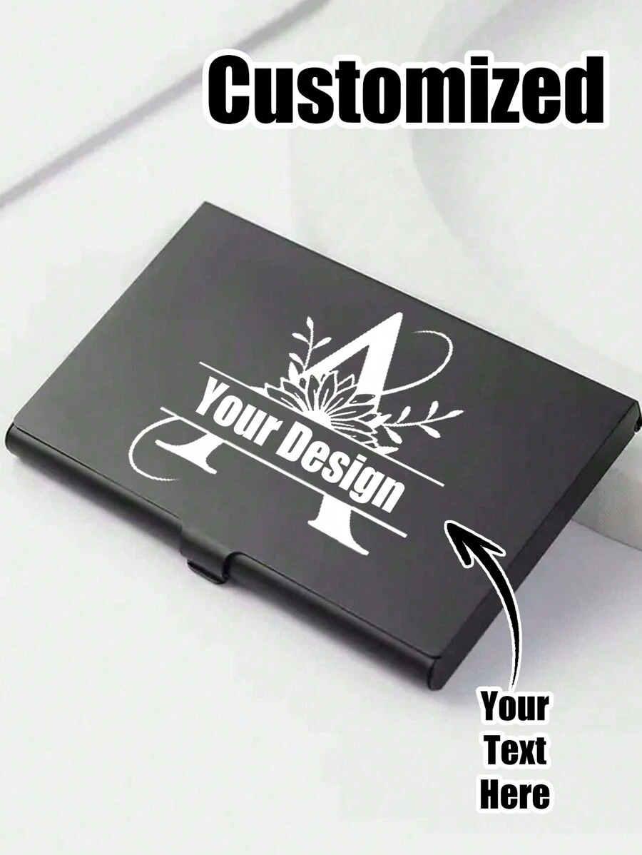 1 Pc Personalized Wallet-Style Business Card Holder, Customizable With Name And Job Title, Portable Metal Card Case, Business Card Holder Metal Business Card Case Pocket Simple Credit Card Holder Card Box,Business Card Aluminum Alloy Stand - Multicolor - View 1