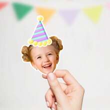 Customized Photo Stickers, Personalized Stickers, Face Stickers, Custom Logo Stickers, Birthday Party Photo Decals, Party Sponsorship, Water Bottle, Laptop Stickers - Hat Face Sticker - View 6