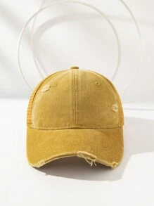 1 Stück einfarbige, abgenutzte, perforierte, gewaschene Baseballkappe, geeignet für Frühling & Sommer, atmungsaktiv, mit UV-Schutz